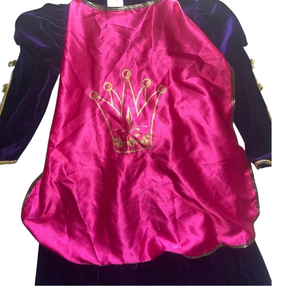 Girls Purple and Gold Princess/Queen Costume W/ Cape & Necklace 3-6yrs - Picture 4 of 8